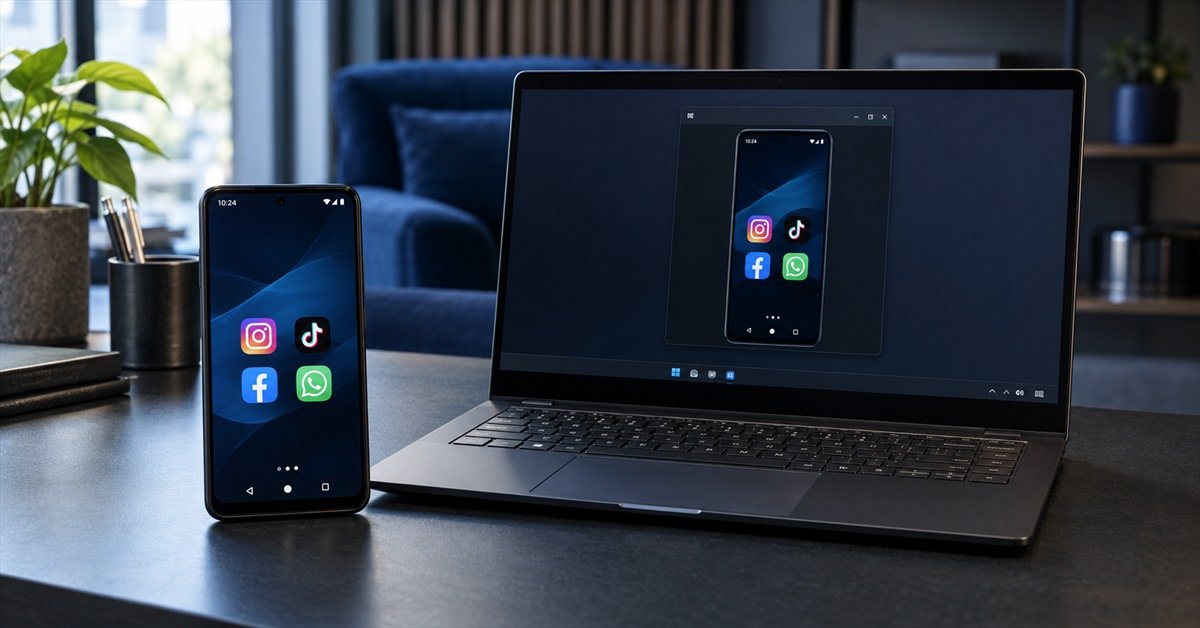 Celular Android e computador representando o acesso à PHone Soluções